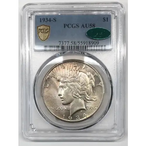 1934 S Peace Silver Dollar PCGS AU-58 CAC (2)
