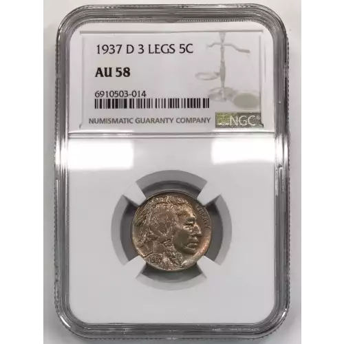 1937-D 3 Legs Buffalo Nickel NGC AU-58 - 3 Legged