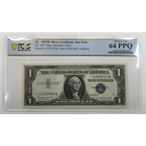1957-B $1 ✫31555791B PCGS 64 PPQ