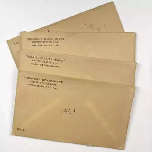 1961 US Mint Silver Proof Set w OGP Envelope & Paper (4)
