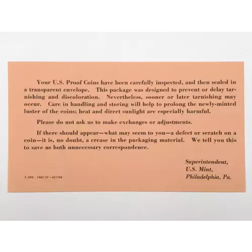 1963 US Mint Silver Proof Set w OGP Envelope & Paper (3)