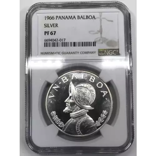 1966 PANAMA Silver BALBOA NGC PF-67 - KM#27 - according to Numista, these were struck at the San Francisco Mint