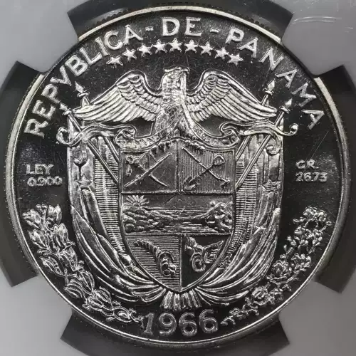 1966 PANAMA Silver BALBOA NGC PF-67 - KM#27 - according to Numista, these were struck at the San Francisco Mint (2)