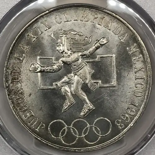 1968-Mo 25 Peso Olympic KM-479.1 Rings Align, Straight Tongue (3)