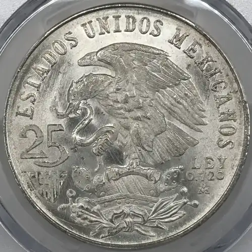 1968-Mo 25 Peso Olympic KM-479.1 Rings Align, Straight Tongue (2)