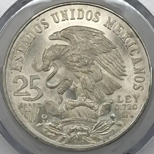 1968-Mo 25 Peso Olympic KM-479.1 Rings Align, Straight Tongue (3)