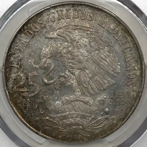 1968-Mo 25 Peso Olympic KM-479.1 Rings Align, Straight Tongue (2)