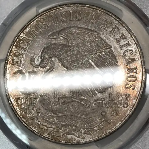 1968-Mo 25 Peso Olympic KM-479.1 Rings Align, Straight Tongue (2)