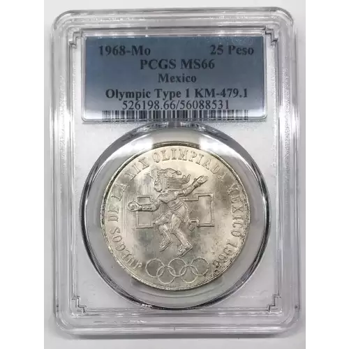 1968-Mo 25 Peso Olympic Type 1 KM-479.1 (2)