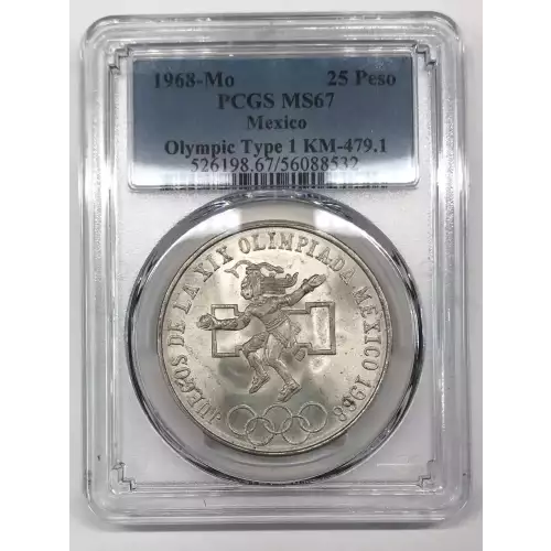 1968-Mo 25 Peso Olympic Type 1 KM-479.1