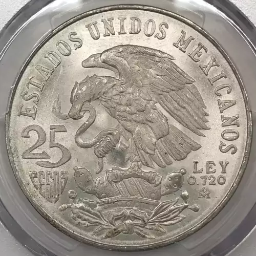 1968-Mo 25 Peso Olympic Type 1 KM-479.1 (2)