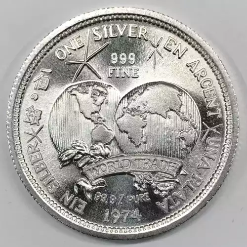 1974 World/International/Universal Trade Unit 1 oz Silver Art Round (2)