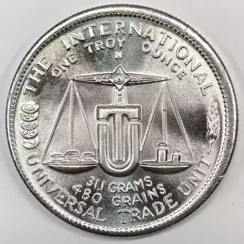 1974 World/International/Universal Trade Unit 1 oz Silver Art Round