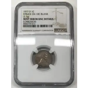 1977 STRUCK ON 10C BLANK (2.3g) (3)