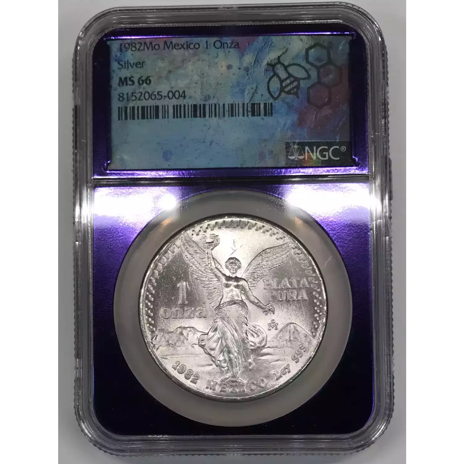 1982-Mo Mexico 1 oz Silver Libertad Onza NGC MS-66 TraderBea - Old