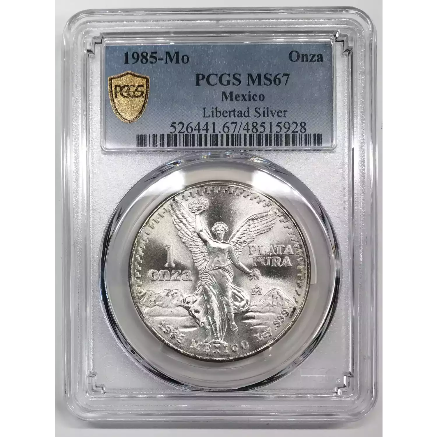 1985-Mo MEXICO Silver ONZA (Troy Ounce of Silver) PCGS MS-67 Libertad ...