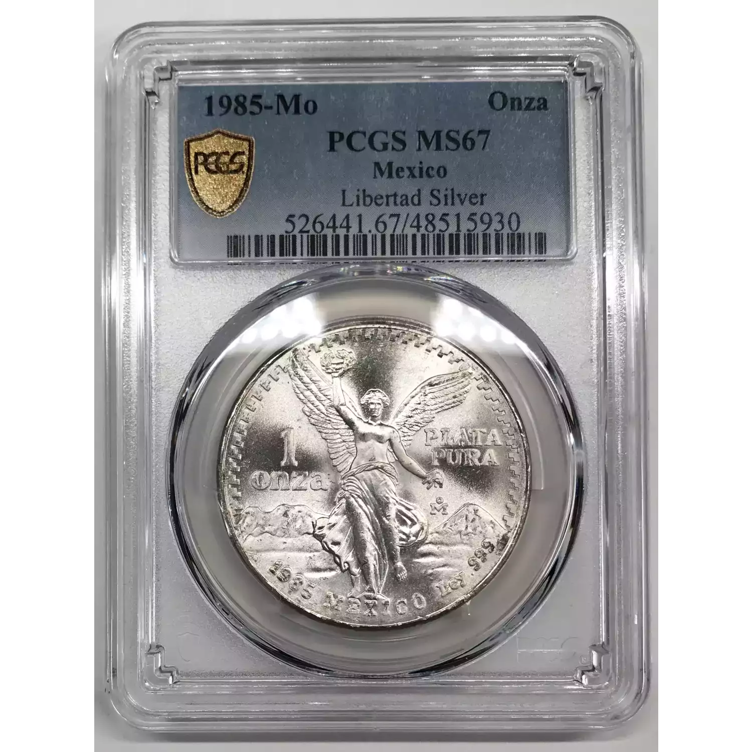 1985-Mo MEXICO Silver ONZA (Troy Ounce of Silver) PCGS MS-67 Libertad ...