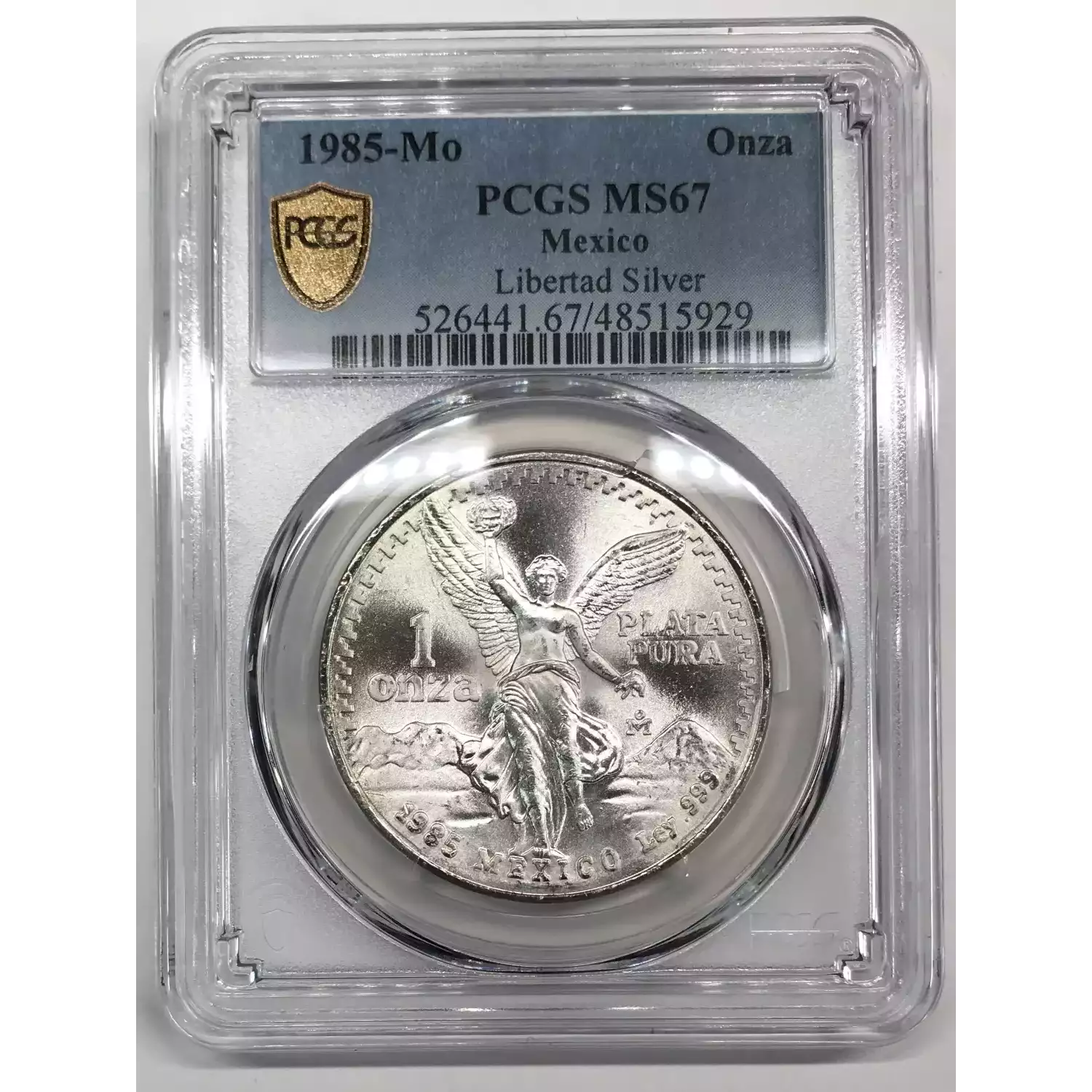 1985-Mo MEXICO Silver ONZA (Troy Ounce of Silver) PCGS MS-67 Libertad ...