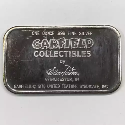 1987 Garfield Merry Christmas 1 oz Silver Bar - SilverTowne (2)