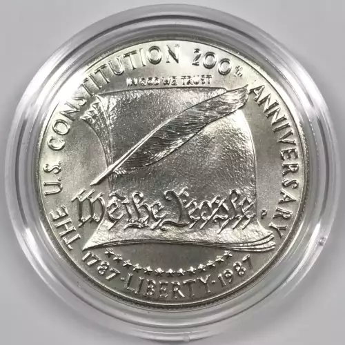 1987-P Constitution Bicentennial Uncirculated Silver Dollar w US Mint Box & COA