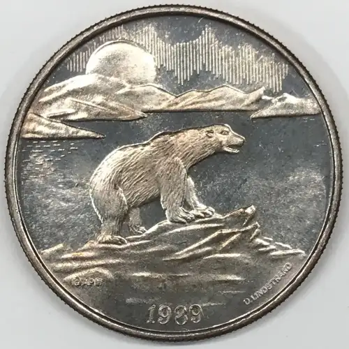 1989 Polar Bear / State Seal of Alaska 1 oz Silver Round - APM