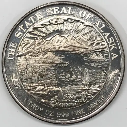 1989 Polar Bear / State Seal of Alaska 1 oz Silver Round - APM (2)
