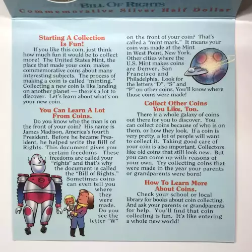 1993 Bill of Rights Uncirculated Half Dollar Young Collector's Set OGP Box & COA (3)