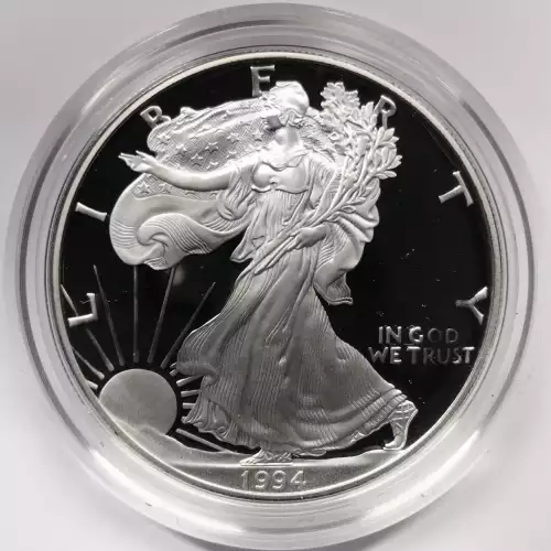 1994-P Proof Silver Eagle w OGP - Box & COA