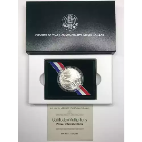 1994-W US Prisoner of War (POW) Museum Uncirculated Silver Dollar w Box & COA