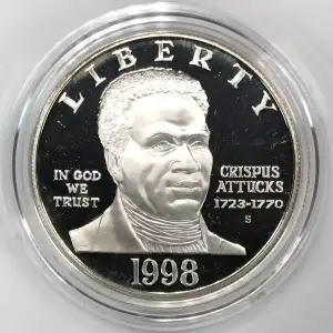 1998-S Black Revolutionary War Patriots Proof Silver Dollar - Coin Only