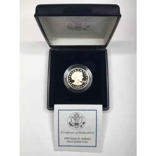 1999-P Proof Susan B Anthony (SBA) Dollar w US Mint OGP - Case & COA (7)