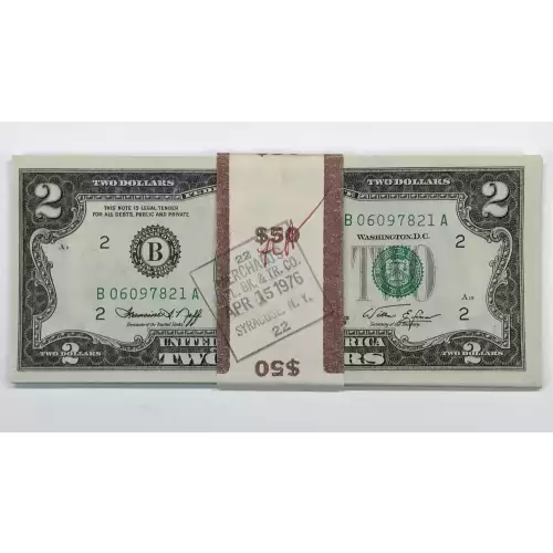 $2 1976 Green seal Small Size $2 Federal Reserve Notes 1935-B