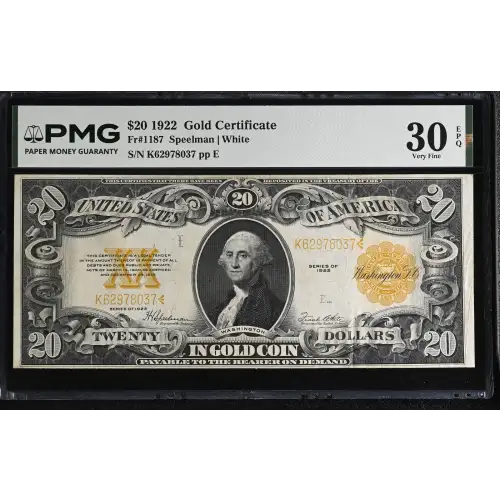 $20 1922 Gold Gold Certificates 1187 (2)