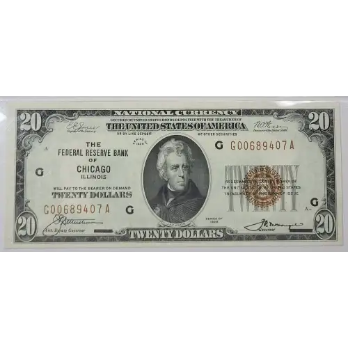 $20 1929 brown seal Small Federal Reserve Bank Notes 1870-G (2)