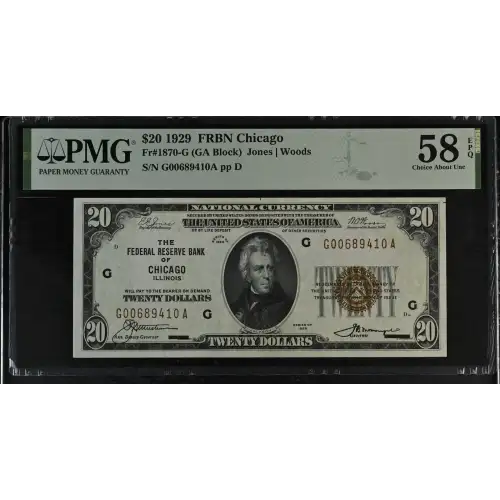 $20 1929 brown seal Small Federal Reserve Bank Notes 1870-G (2)