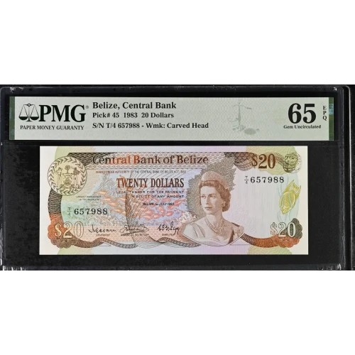 20 Dollars 1.7.1983, Act 1982; 1983 Issue  Belize 45 (2)