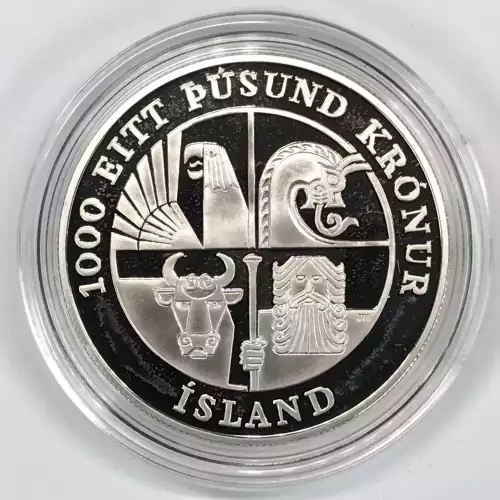 2000-P Leif Ericson Millennium US & Iceland Two-Coin Proof Silver Dollar Set OGP (5)