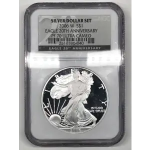 2006 W 20TH ANNIVERSARY SILVER DOLLAR SET OFFICIAL US MINT SET ULTRA CAMEO