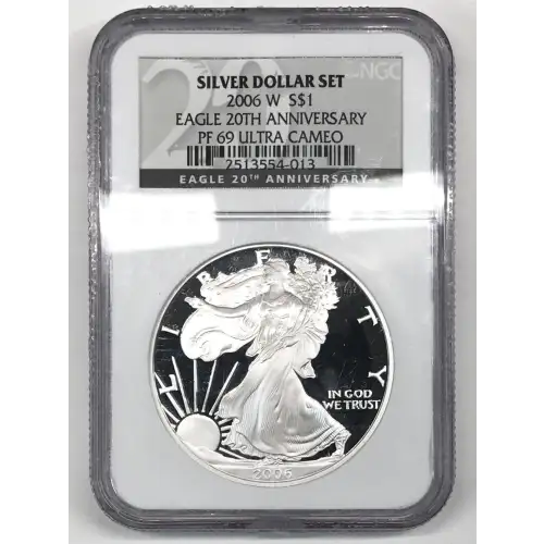 2006 W 20TH ANNIVERSARY SILVER DOLLAR SET OFFICIAL US MINT SET ULTRA CAMEO (2)