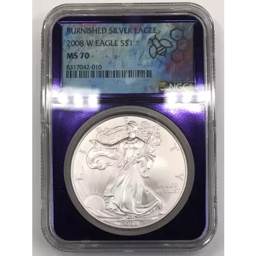 2008-W Burnished Silver Eagle NGC MS-70 - TraderBea Label & Core (2)