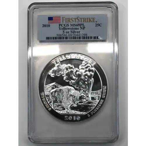 2010 25C Yellowstone NP  5 oz Silver - First Strike, PL (2)