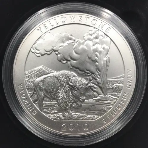 2010-P Yellowstone ATB 5 oz Silver Uncirculated Coin w/ US Mint OGP - Box & COA (6)