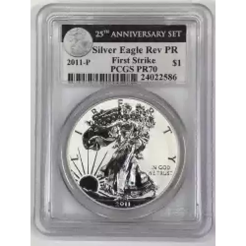 2011-P $1 Silver Eagle Rev PR 25th Anniversary Set First Strike (2)