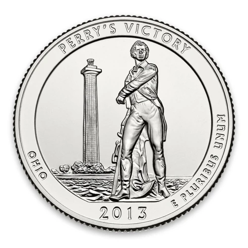 2013 America the Beautiful 5oz Silver - Perry's Victory and International Peace Memorial, OH with OGP