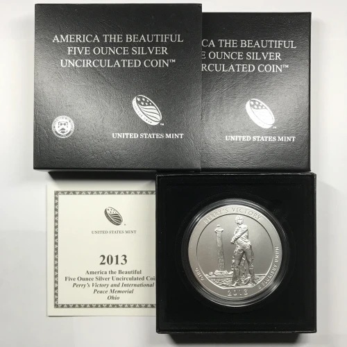 2013-P Perry's Victory ATB 5 oz Silver Uncirculated Coin w US Mint OGP Box & COA (5)