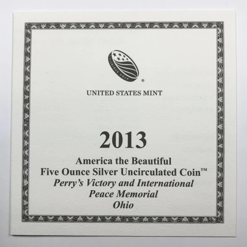 2013-P Perry's Victory ATB 5 oz Silver Uncirculated Coin w US Mint OGP Box & COA (3)