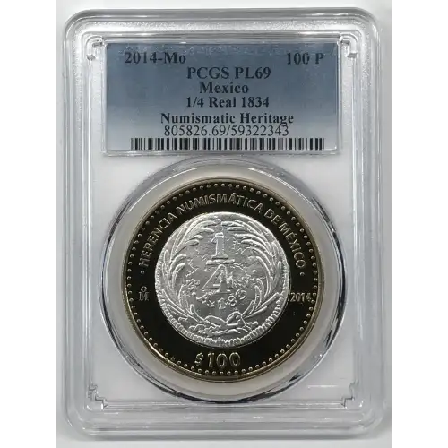 2014-Mo 100 P 1/4 Real 1834 Numismatic Heritage