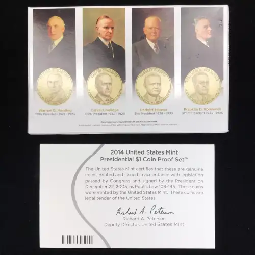2014-S Presidential Dollar Proof Set w US Mint OGP - Box & COA (3)