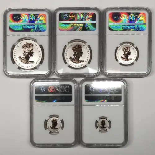 2016 A Historic Reign Gilt Reverse Proof Silver Maple Leaf 5-Coin Set NGC PF-69 EARLY RELEASES (2)