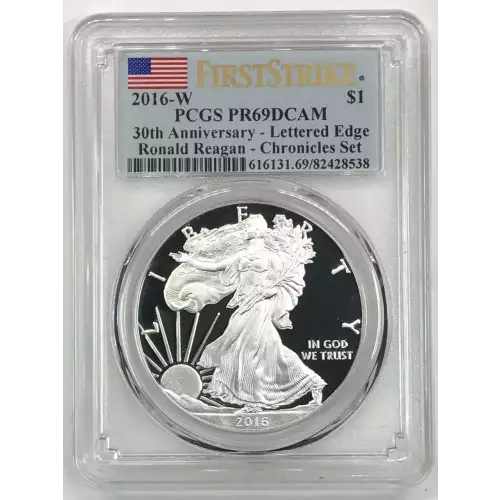 2016-W $1 Silver Eagle 30th Anniversary - Lettered Edge FSSEChronicle Set First Strike, DCAM